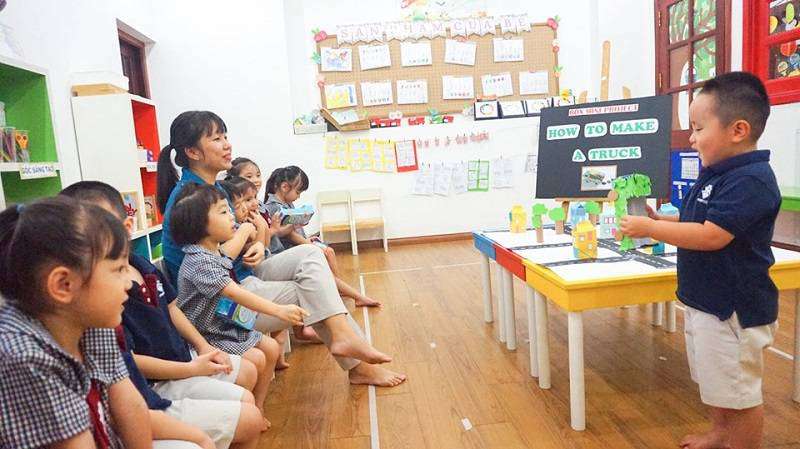 Bé Kindy City tự tin thuyết trình bằng Tiếng Anh