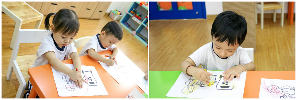 Trẻ Kindy City trồng lúa bằng hộp nhựa tái chế