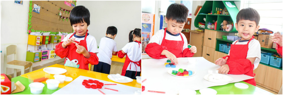 Bức trang từ vật dụng tái chế của học sinh Kindy City
