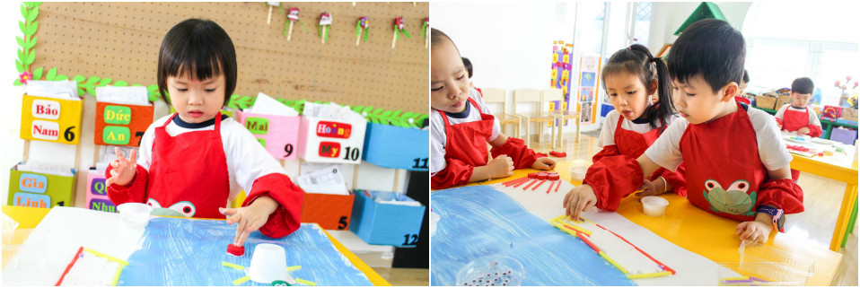 Bức trang từ vật dụng tái chế của học sinh Kindy City