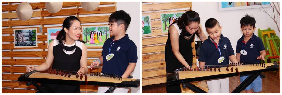 Học sinh Kindy City làm quen nhạc cụ dân tộc