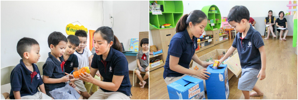 Học sinh Kindy City học về rác thải