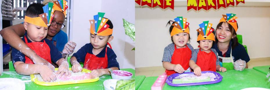 Trẻ Kindy City làm bánh in đón Trung Thu
