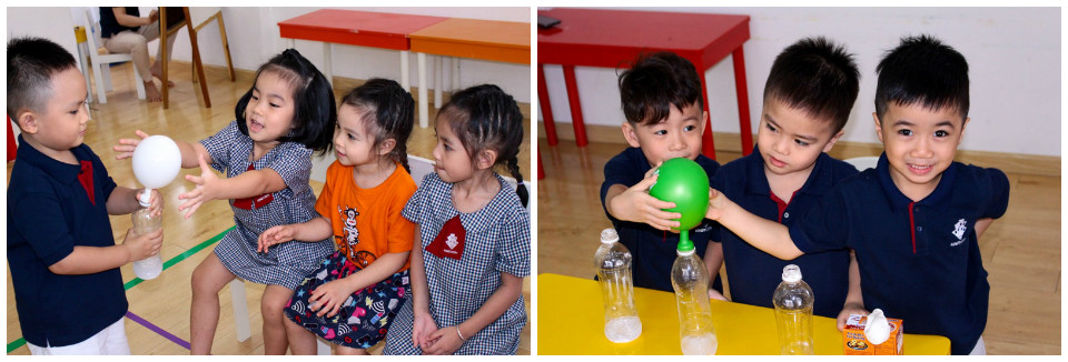 Thí nghiệm cùng cô giáo nước ngoài tại trường Mầm non Quốc tế Kindy City Thí nghiệm cùng cô giáo nước ngoài