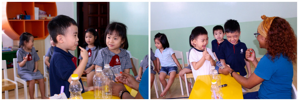 Thí nghiệm cùng cô giáo nước ngoài tại trường Mầm non Quốc tế Kindy City Thí nghiệm cùng cô giáo nước ngoài