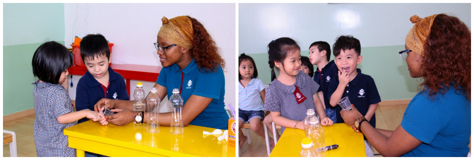 Thí nghiệm cùng cô giáo nước ngoài tại trường Mầm non Quốc tế Kindy City Thí nghiệm cùng cô giáo nước ngoài