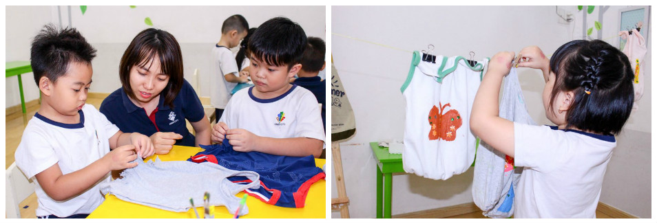 Học sinh trường Mầm non Quốc tế Kindy City tái chế quần áo cũ Học sinh Kindy City tái chế quần áo cũ