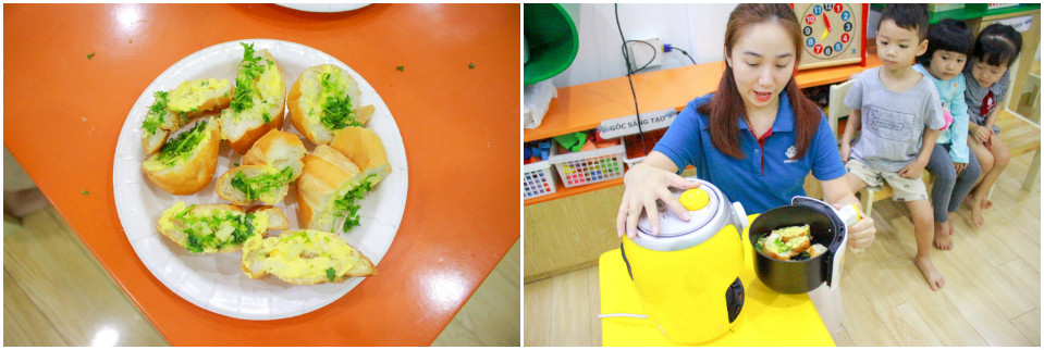 Bánh chín, các bạn chia nhau thưởng thức thành phẩm trong không khí vui vẻ