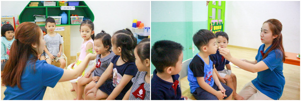 Cả lớp cũng được cô cho ngửi, nếm thử các nguyên liệu trước khi bắt tay vào chế biến.