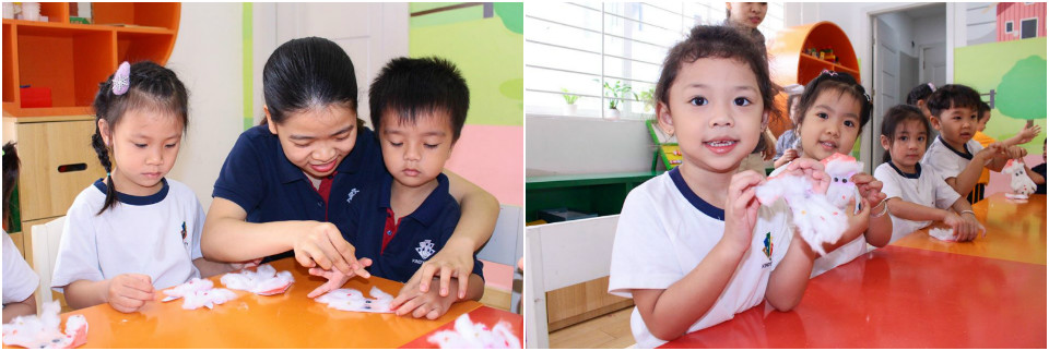 Các bạn làm thiệp hình Ông già Noel hiền hậu với bộ râu từ bông gòn trắng phau để tặng bạn bè, gia đình.