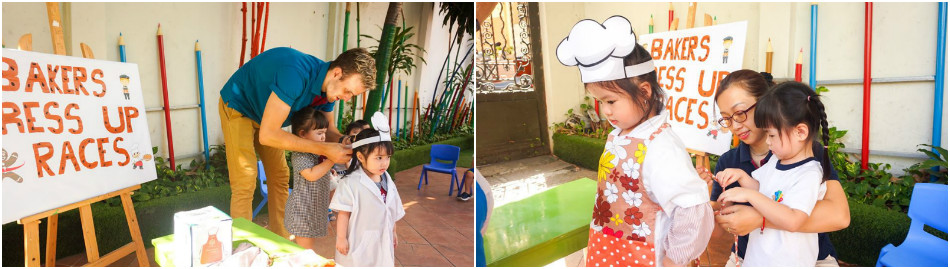 Trẻ khoác lên mình trang phục, hóa thân thành đầu bếp tài ba