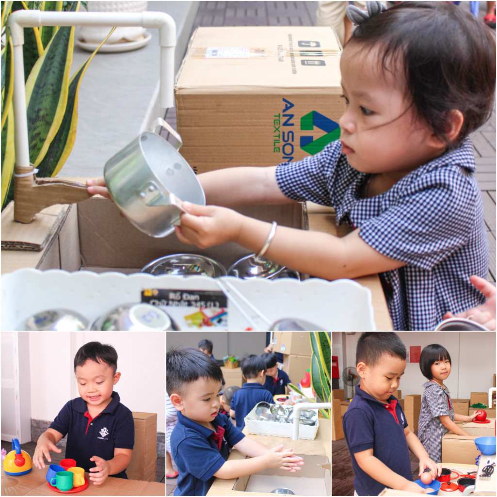 Bé học kỹ năng vào bếp từ những hoạt động học qua chơi tại Kindy City
